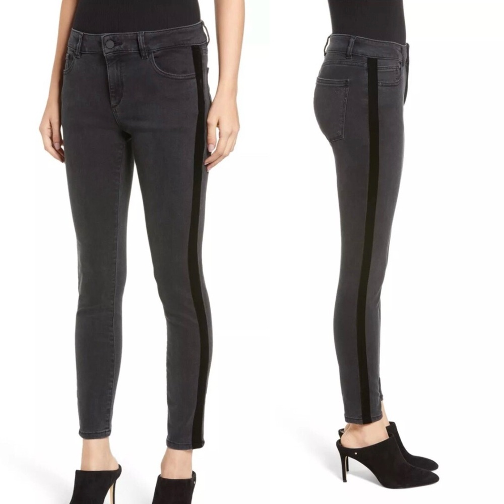 Esprit Velvet Stripe Black Skinny Jeans Stretch Denim Size 29 BNWT